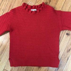 Madewell Red Ruffle Neck Sweater size XS